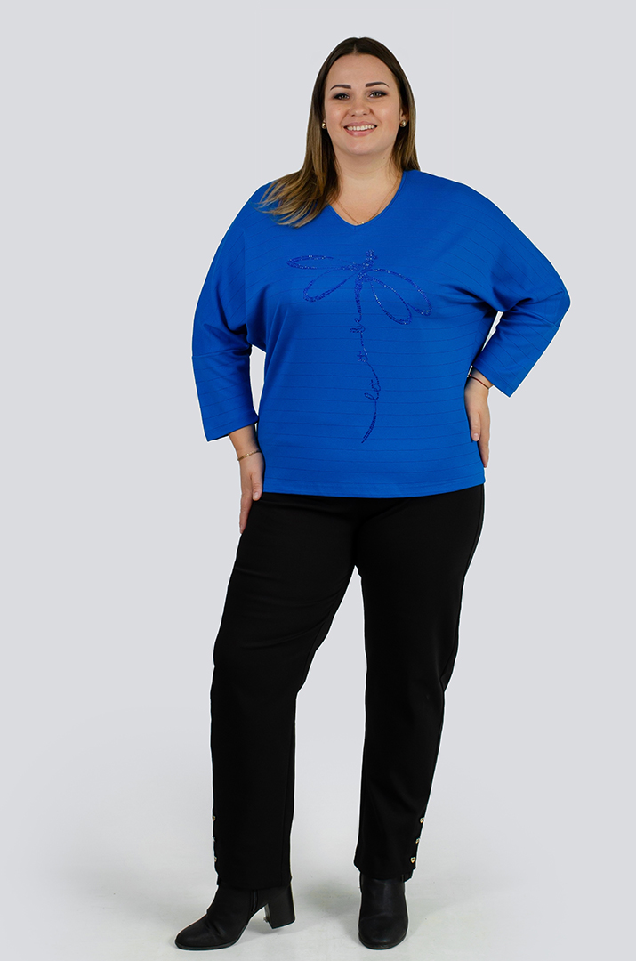 Джемпер в полоску с декором из стразов больших размеров