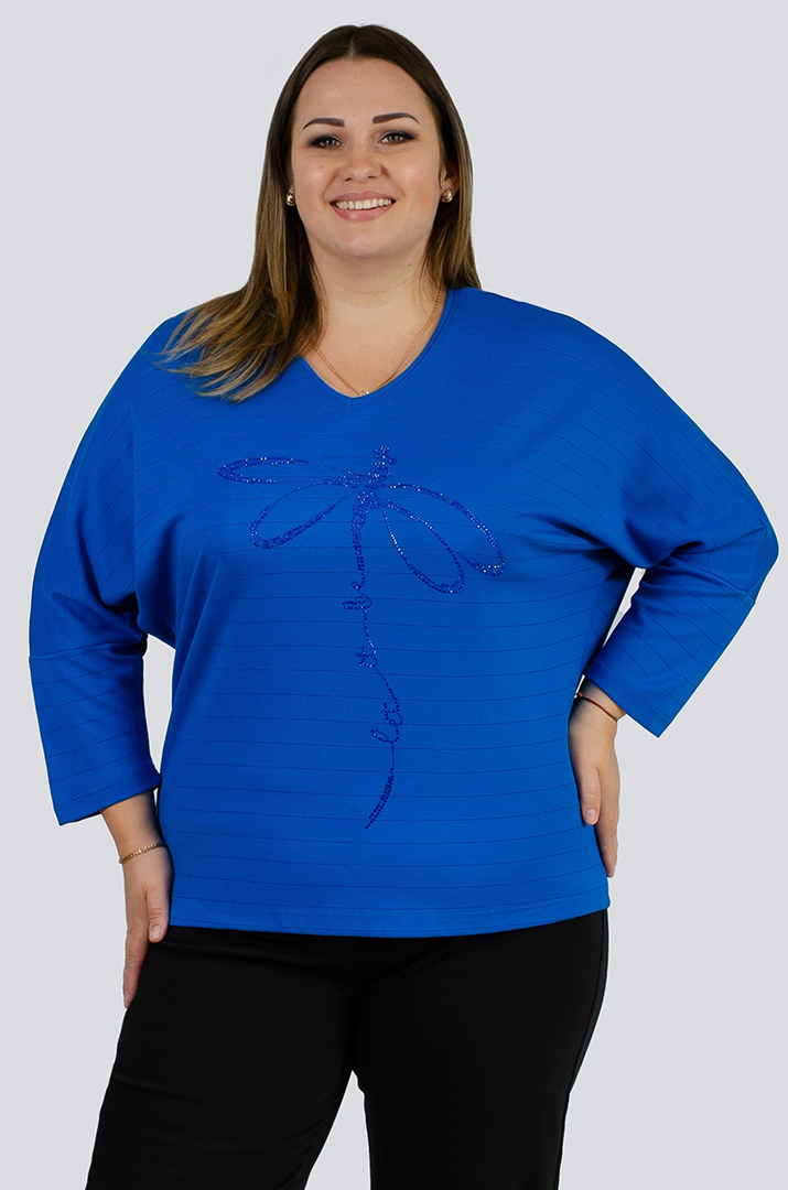 Джемпер в полоску с декором из стразов больших размеров