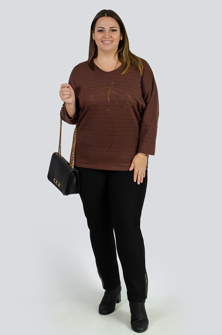 Джемпер в полоску с декором из стразов больших размеров