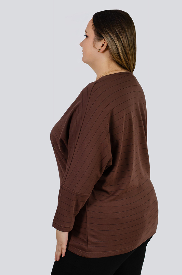 Джемпер в полоску с декором из стразов больших размеров