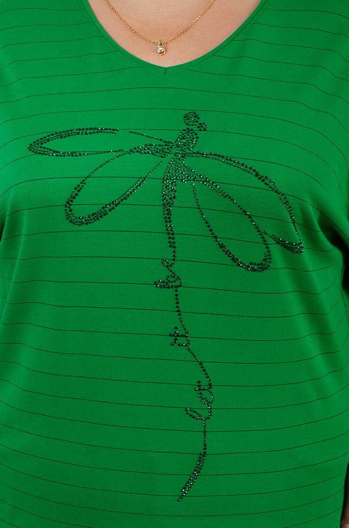 Джемпер в полоску с декором из стразов больших размеров