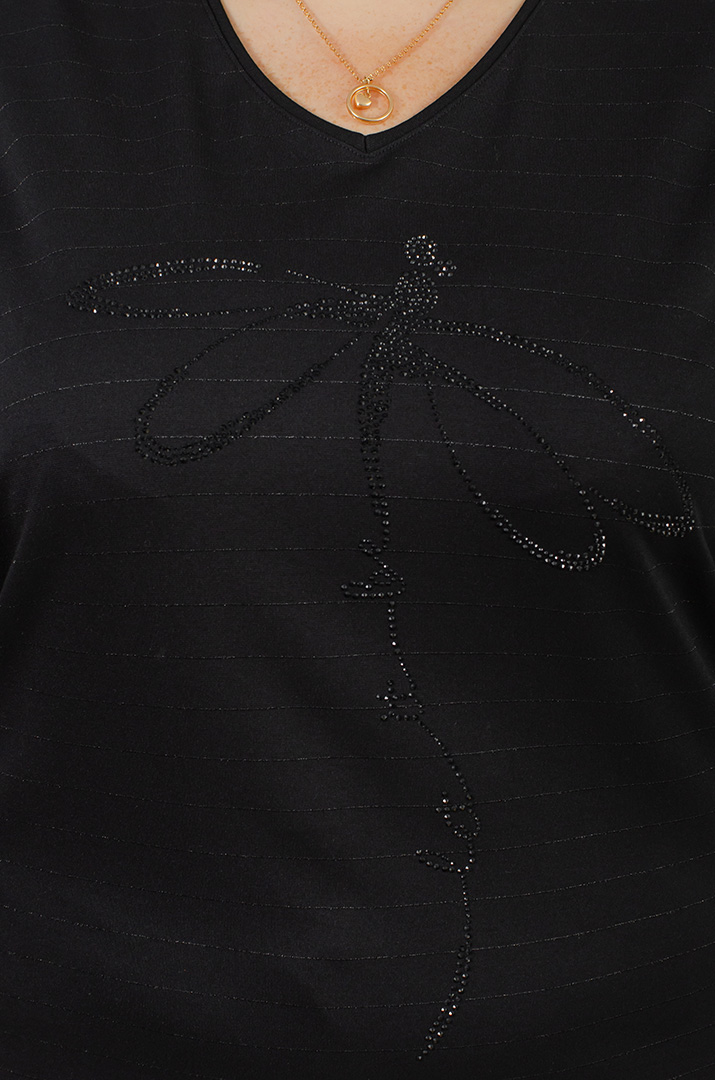 Джемпер в полоску с декором из стразов больших размеров