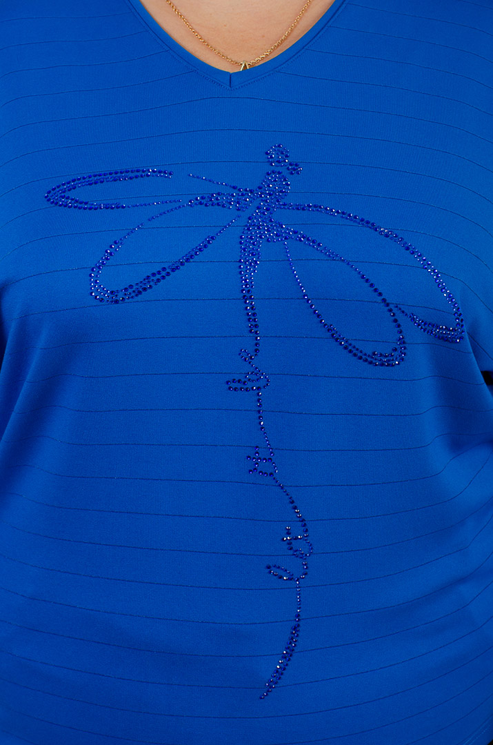 Джемпер в полоску с декором из стразов больших размеров