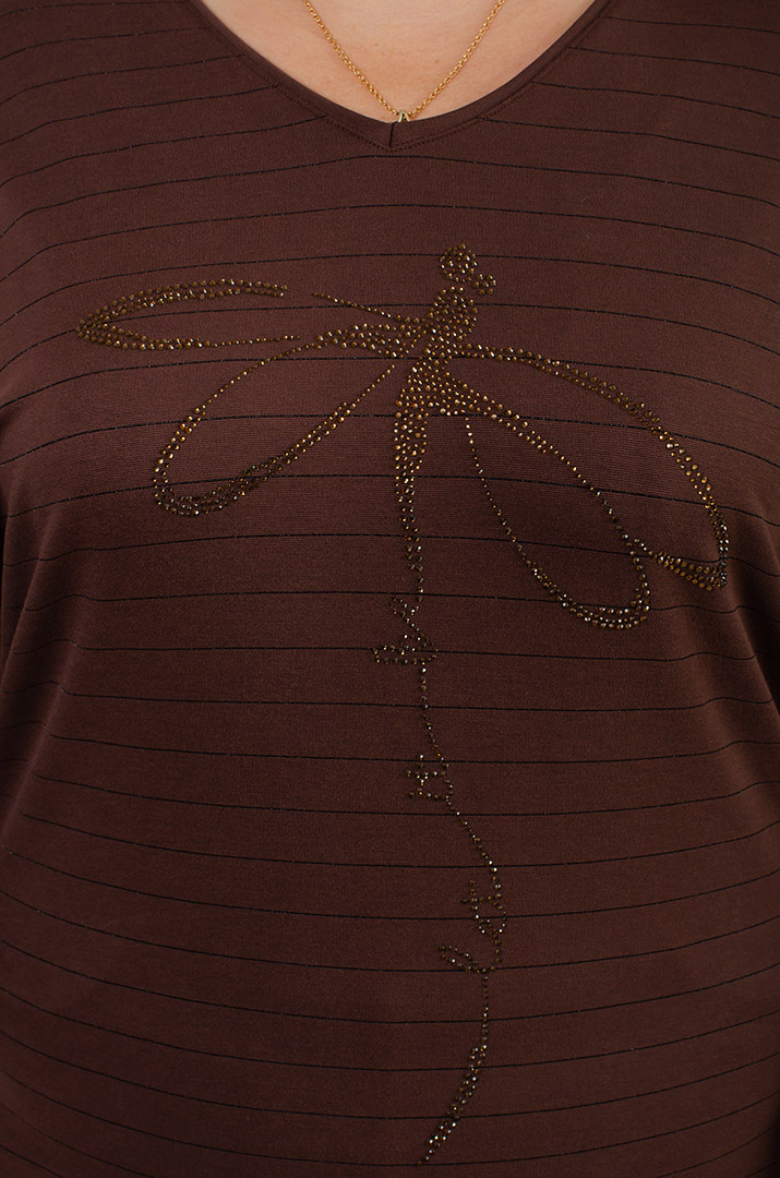 Джемпер в полоску с декором из стразов больших размеров