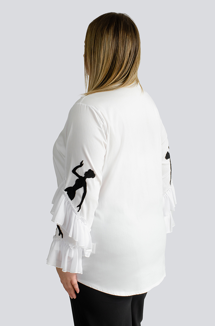 Блуза белая с бантом больших размеров