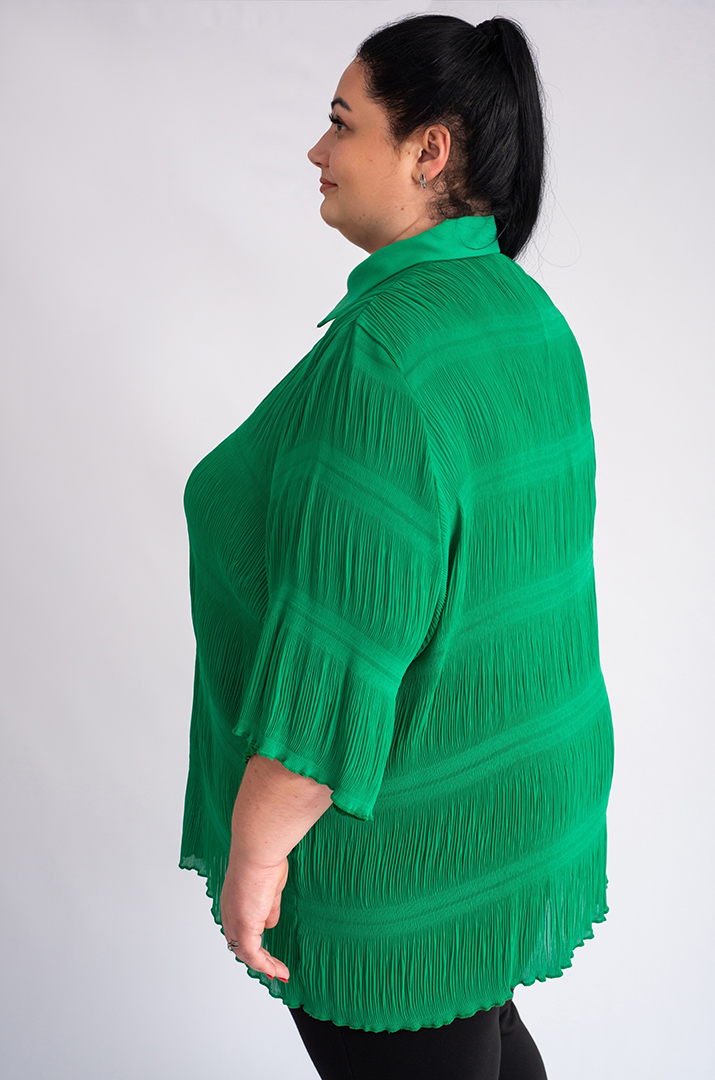 Блуза довга зелена шифонова великих розмірів