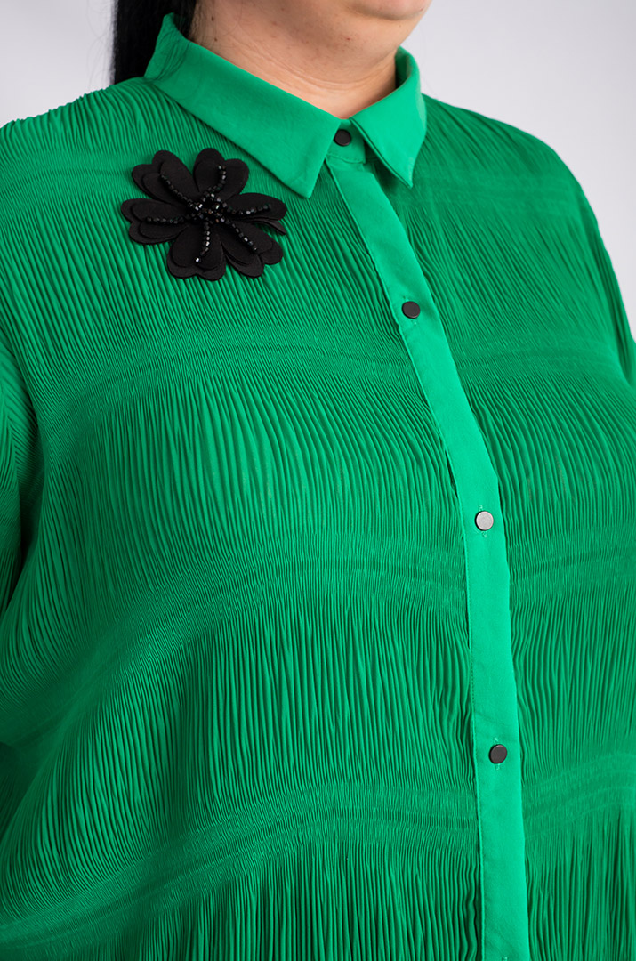 Блуза довга зелена шифонова великих розмірів