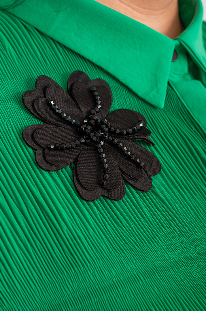 Блуза довга зелена шифонова великих розмірів