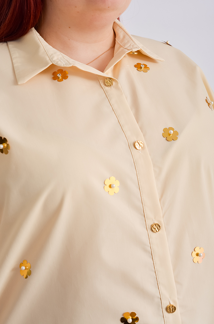 Блуза з золотавим декором великих розмірів