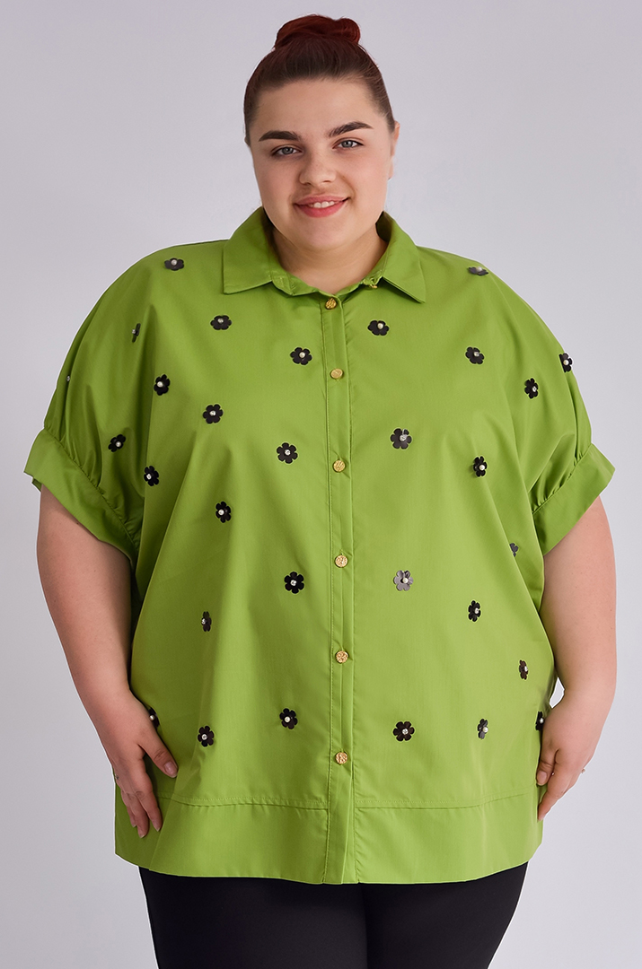 Блуза з золотавим декором великих розмірів