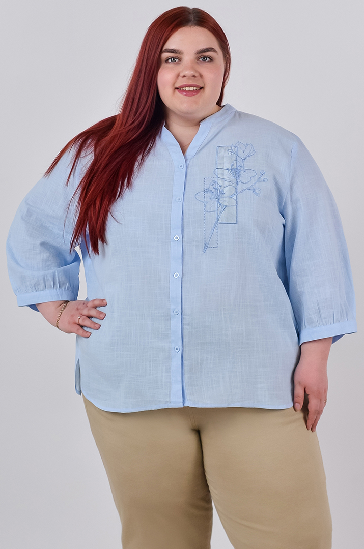 Блуза льняная с вышивкой больших размеров