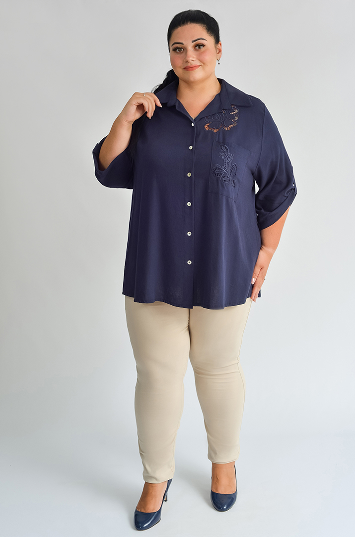 Блуза льняная с вытынанкой больших размеров