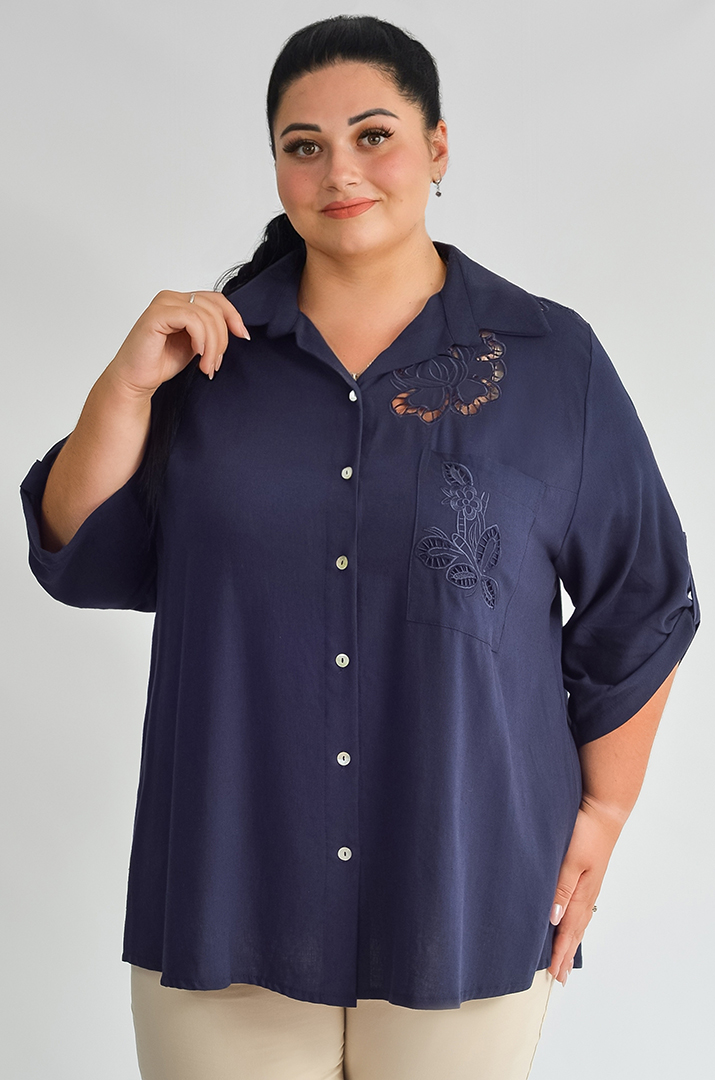 Блуза льняная с вытынанкой больших размеров