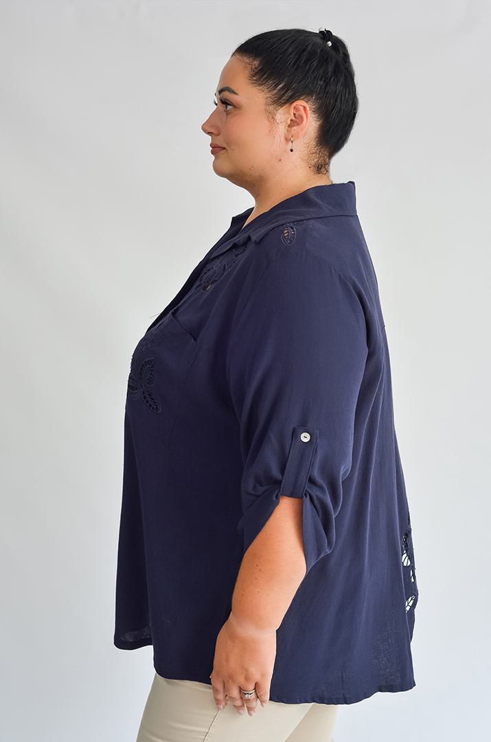 Блуза льняная с вытынанкой больших размеров