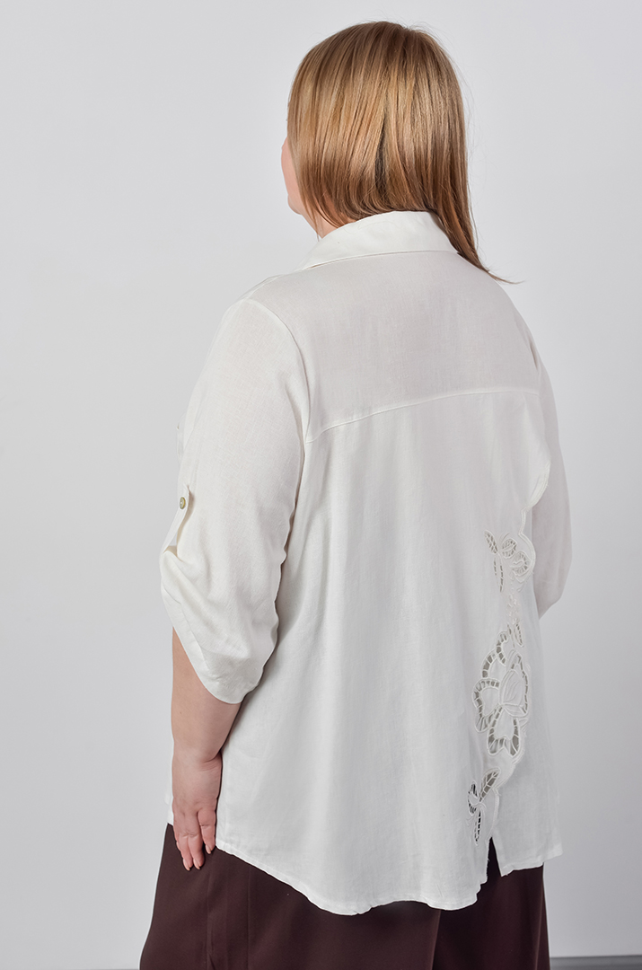 Блуза льняная с вытынанкой больших размеров