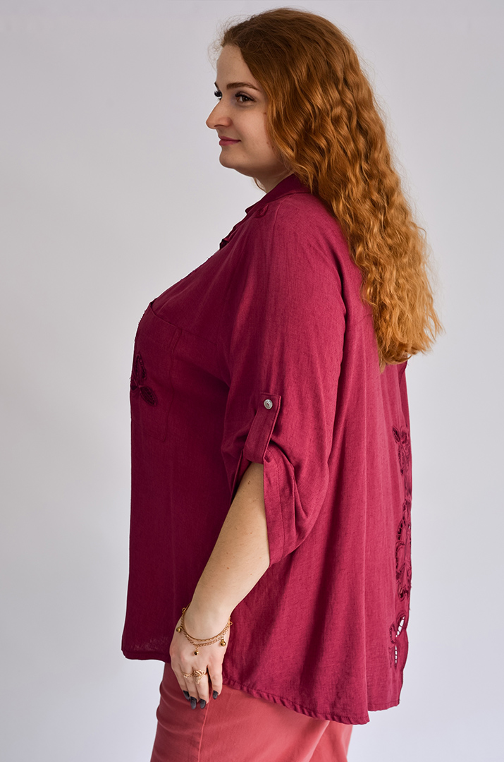 Блуза льняная с вытынанкой больших размеров