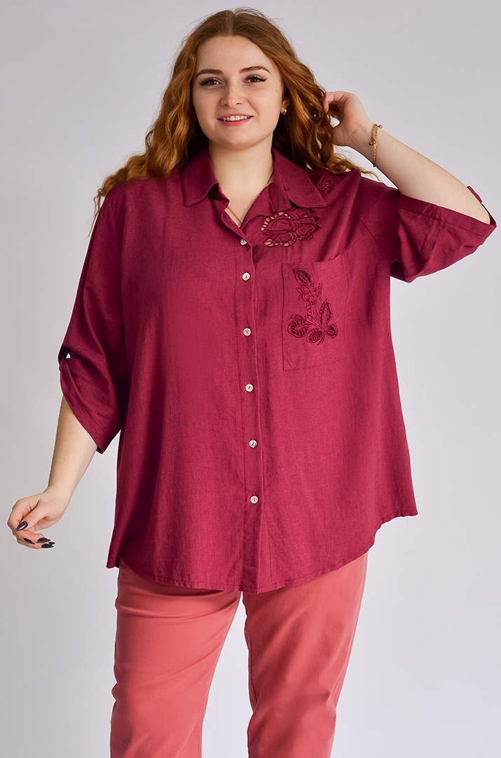 Блуза льняная с вытынанкой больших размеров