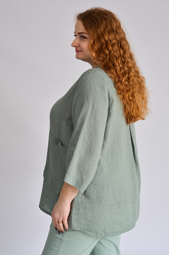 Блуза довга лляна великих розмірів