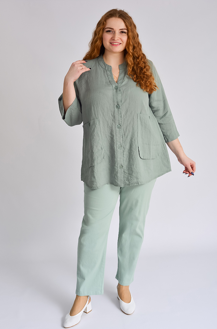 Блуза довга лляна великих розмірів