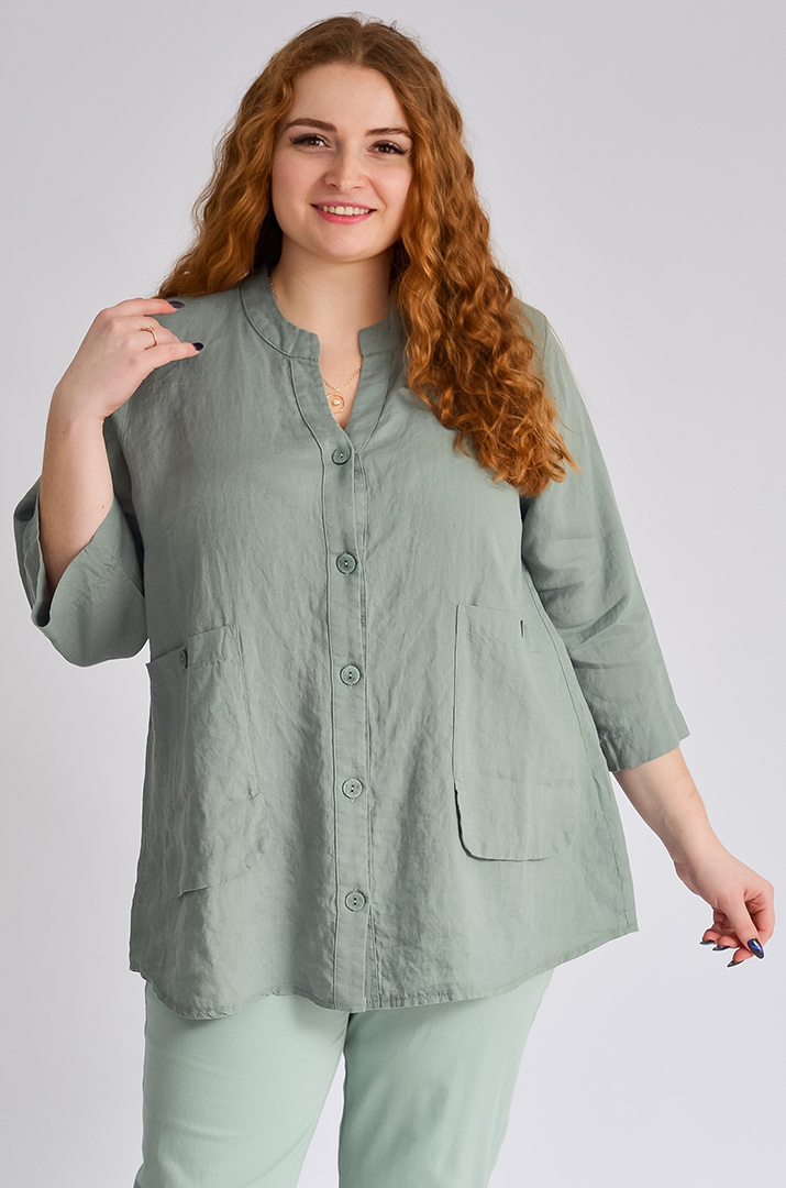 Блуза довга лляна великих розмірів