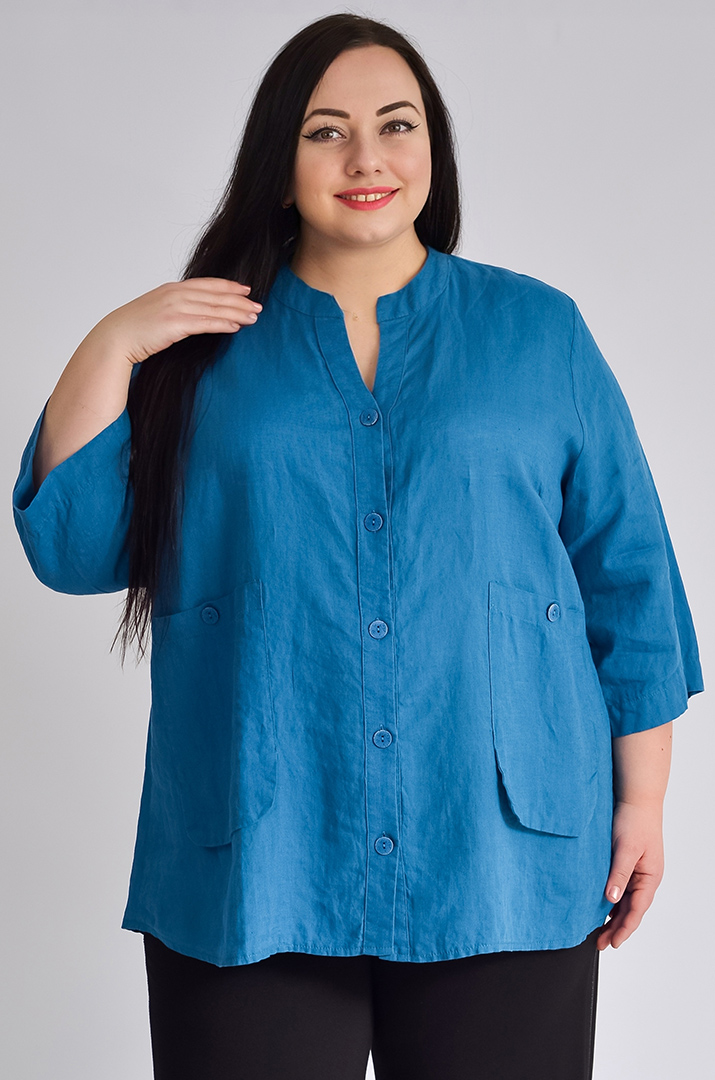 Блуза довга лляна великих розмірів