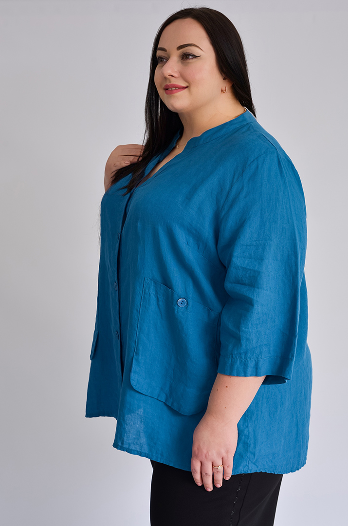 Блуза довга лляна великих розмірів