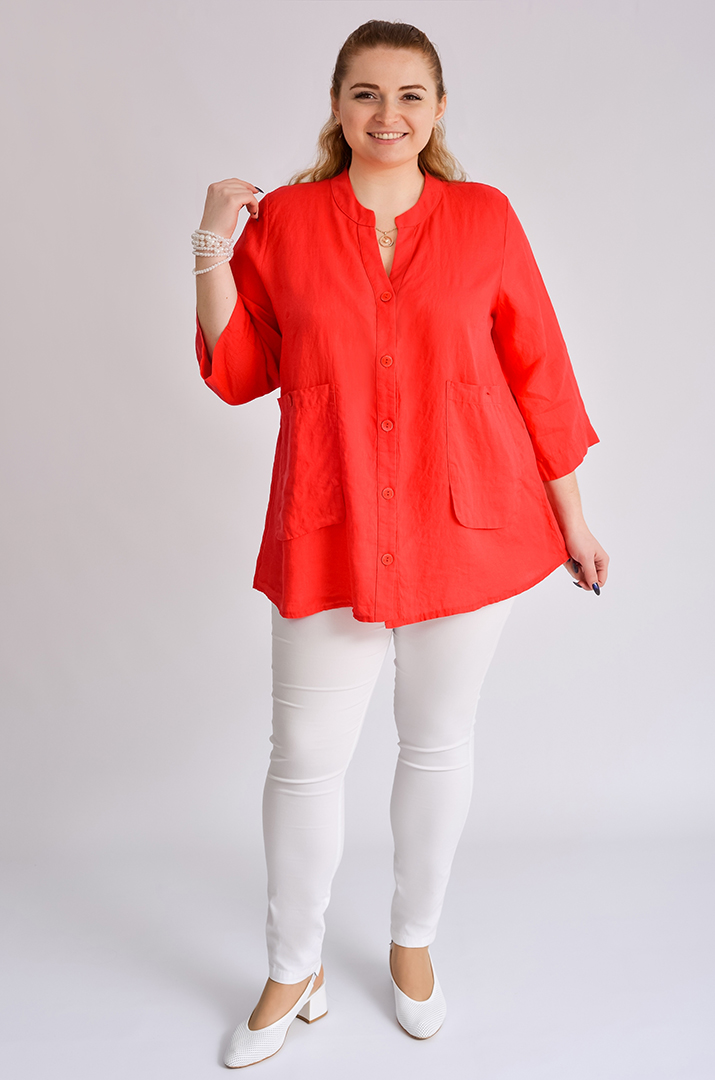 Блуза довга лляна великих розмірів