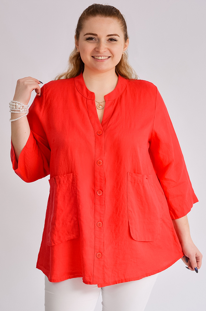 Блуза довга лляна великих розмірів