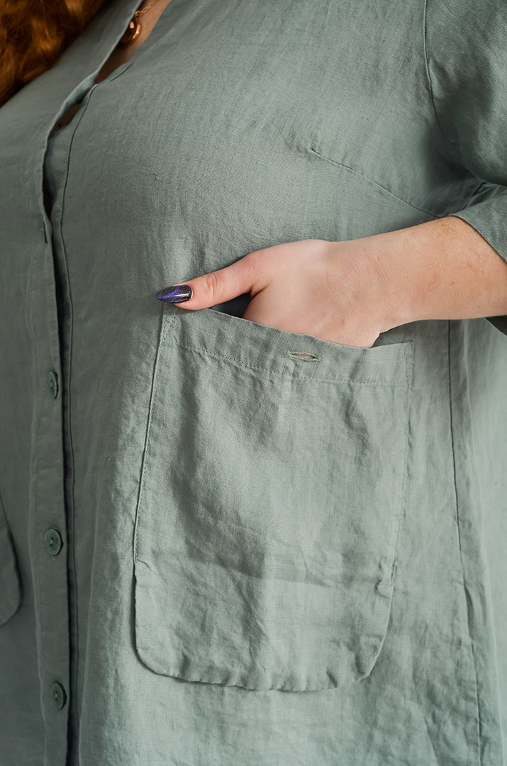 Блуза довга лляна великих розмірів