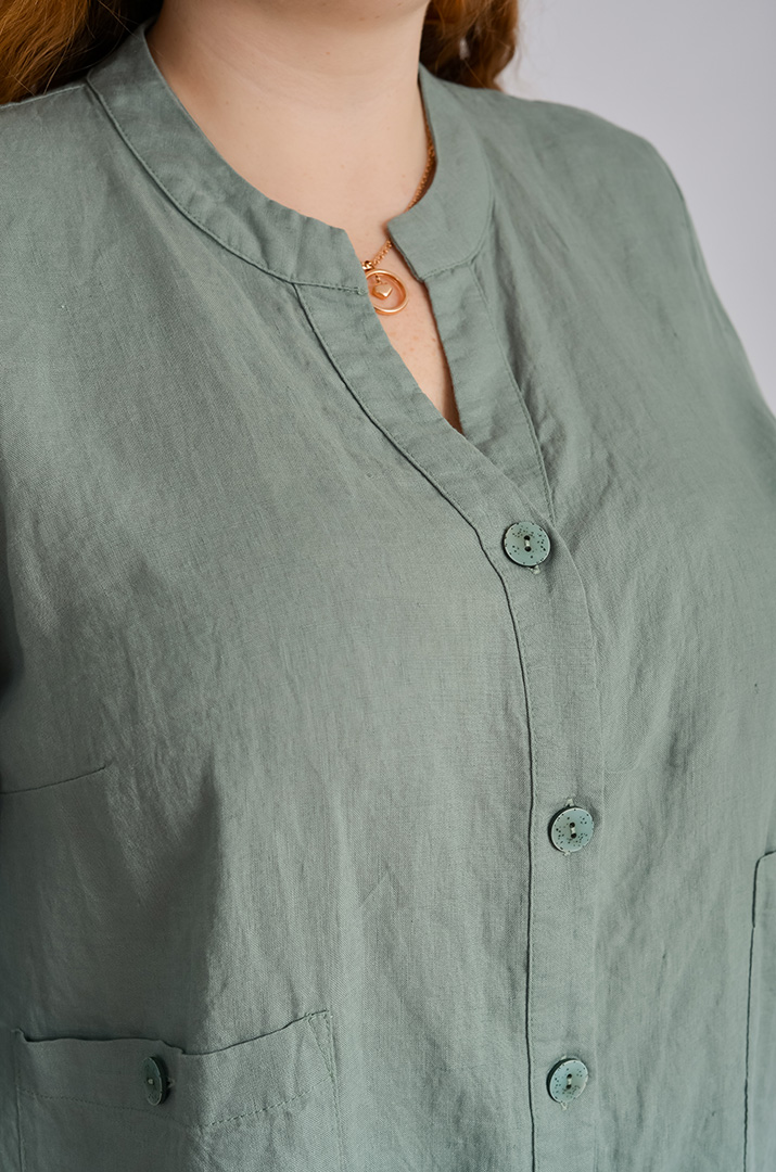 Блуза довга лляна великих розмірів