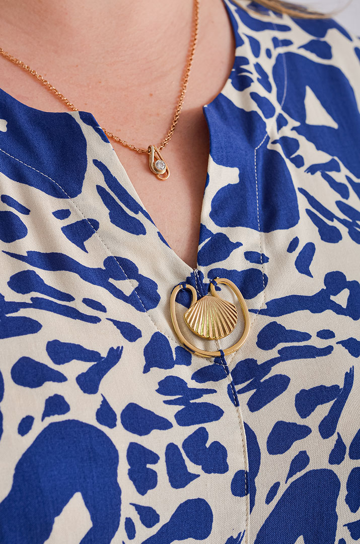 Блуза довга трапеція з абстрактним принтом великих розмірів