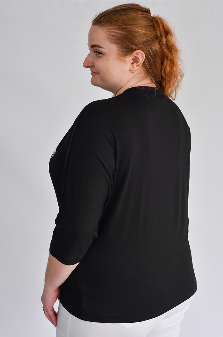 Блуза коротка чорна з декором великих розмірів
