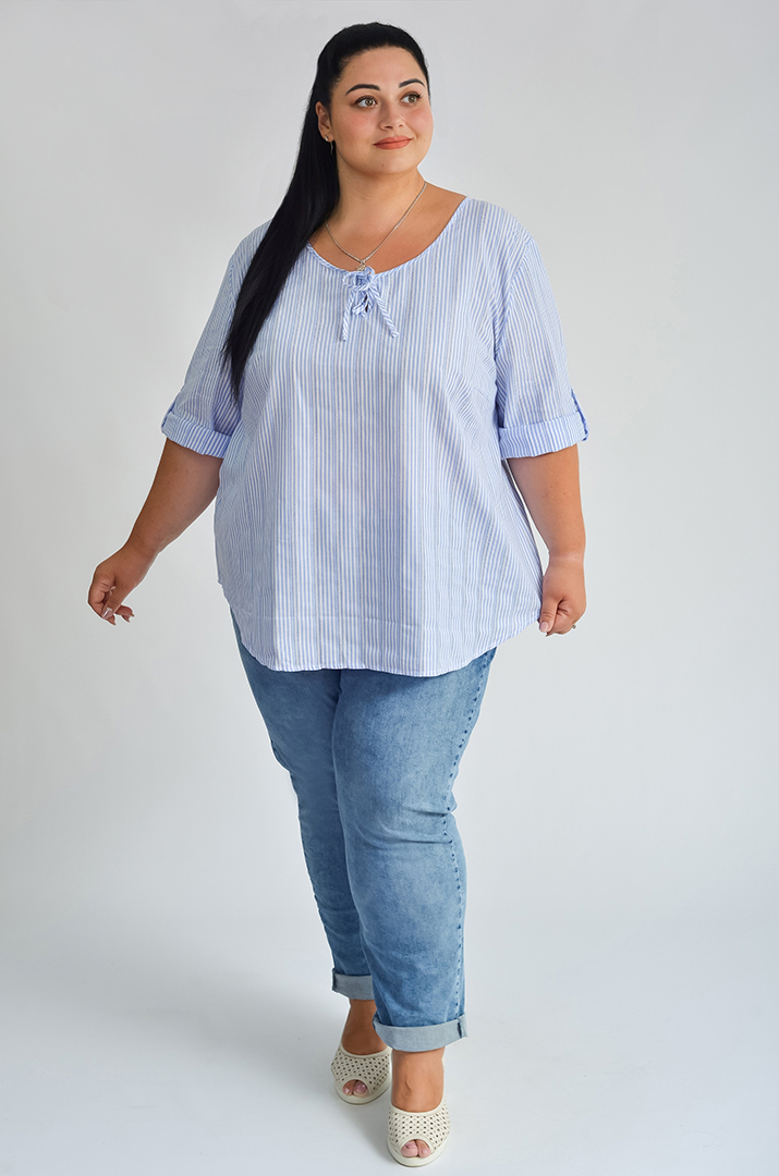 Блуза зі смужками із мережива великих розмірів