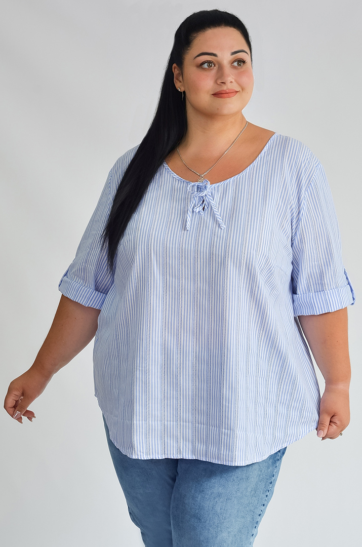 Блуза зі смужками із мережива великих розмірів