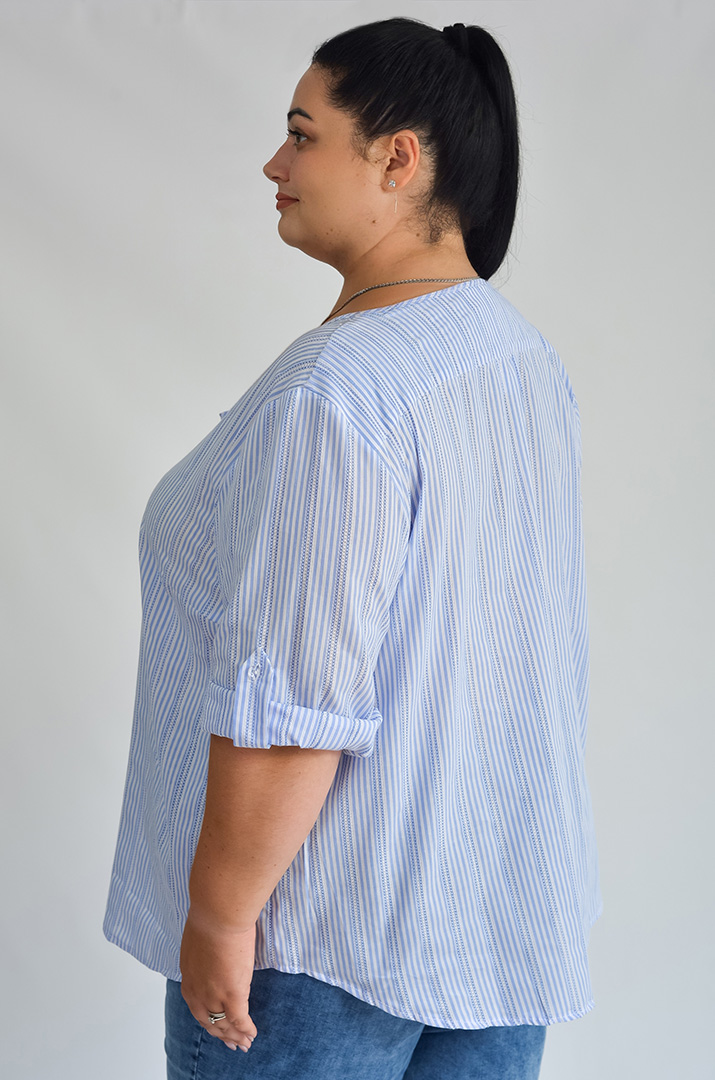 Блуза зі смужками із мережива великих розмірів