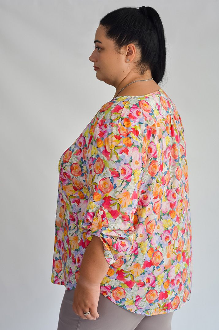 Блуза в принт стрейч котон великих розмірів