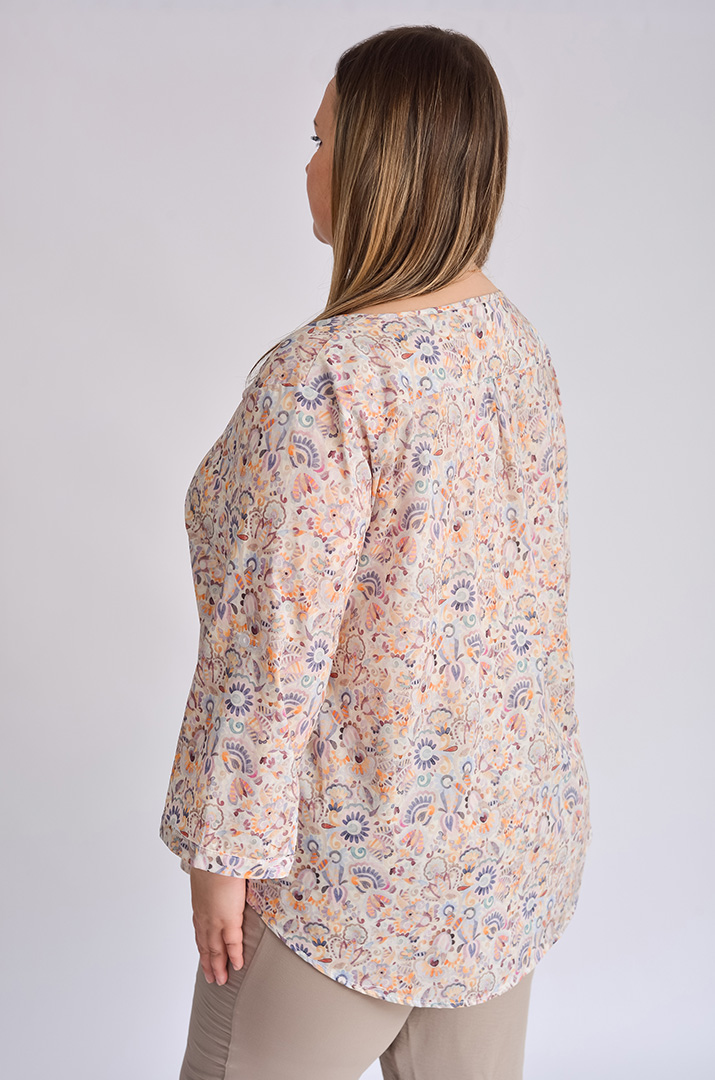 Блуза в принт стрейч котон великих розмірів