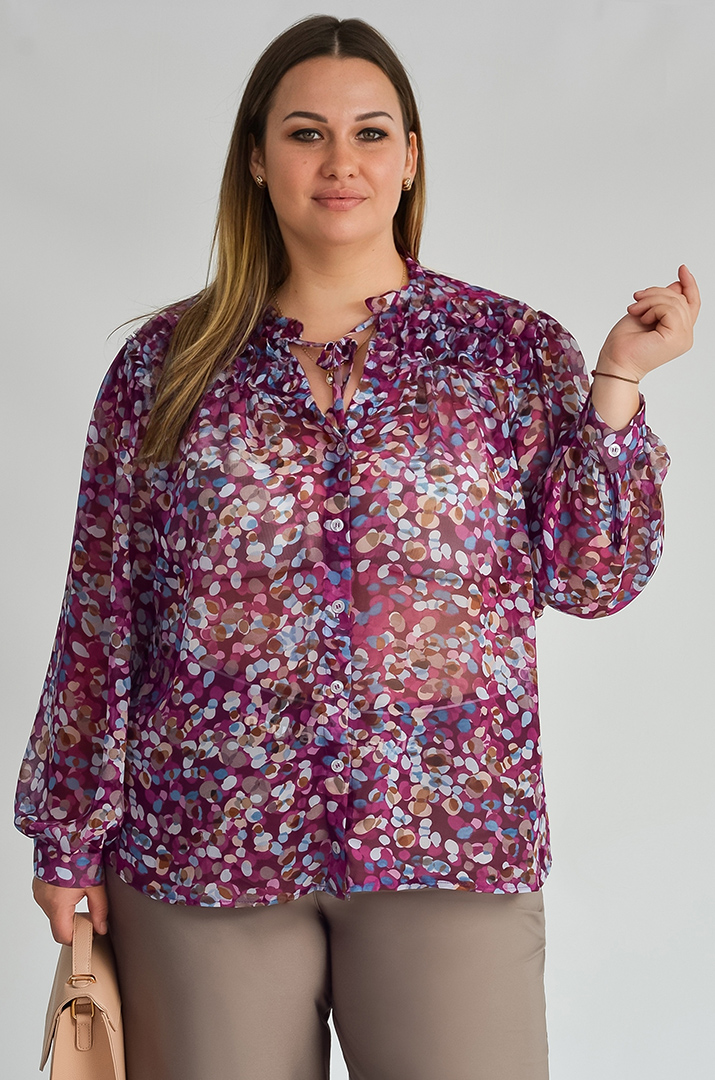 Блуза шифонова в різних принтах великих розмірів