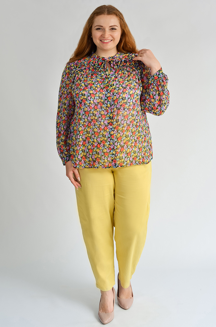 Блуза шифонова в різних принтах великих розмірів