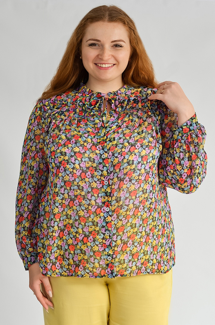 Блуза шифонова в різних принтах великих розмірів