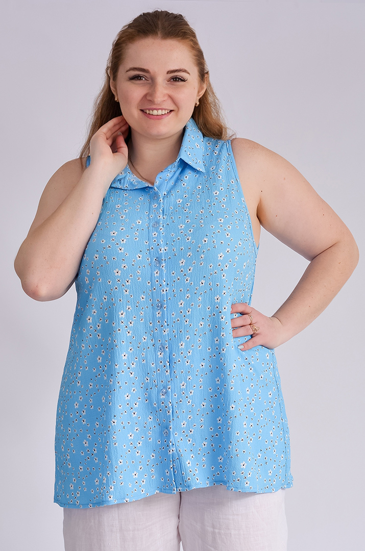 Блуза без рукавів з квітковим принтом великих розмірів