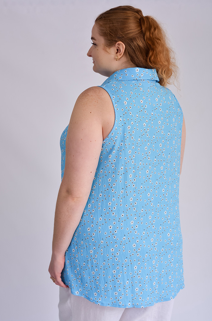 Блуза без рукавів з квітковим принтом великих розмірів