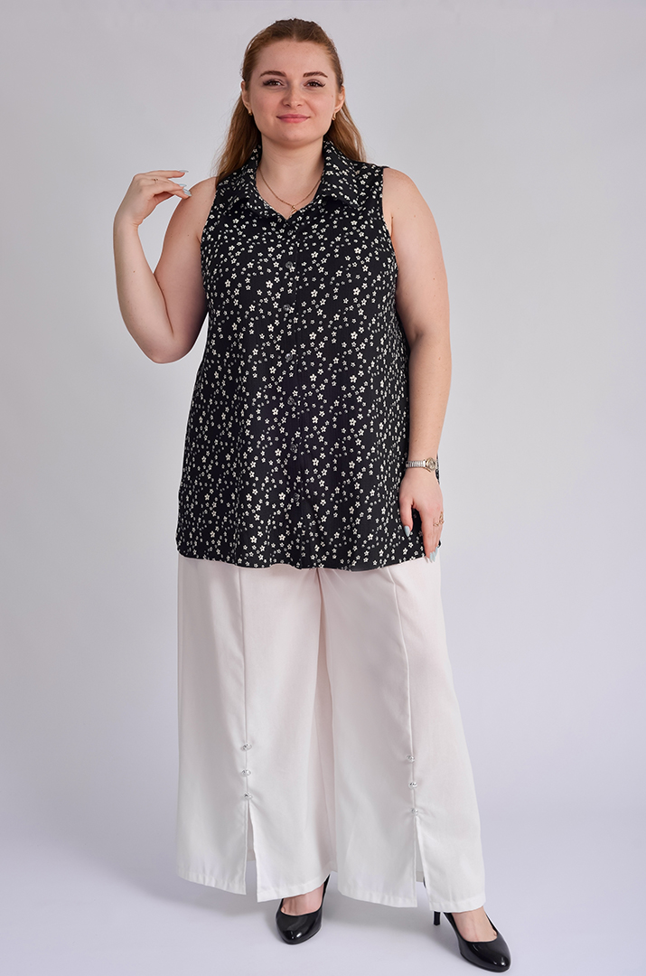 Блуза без рукавів з квітковим принтом великих розмірів