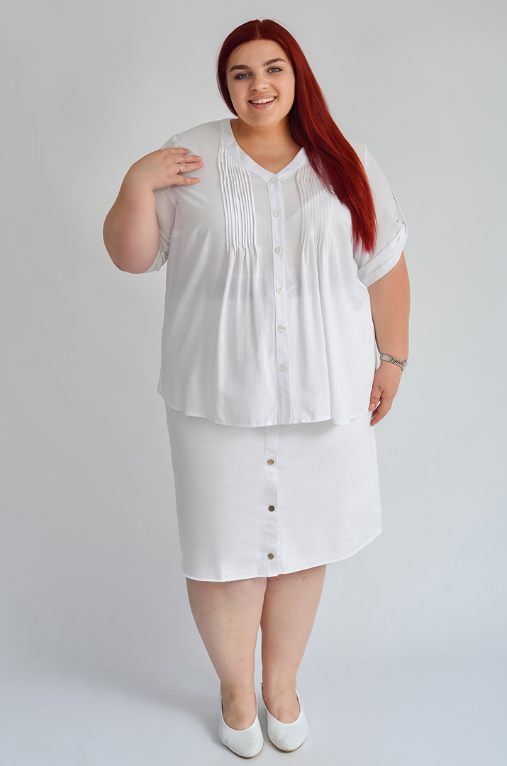 Блуза довга з фактурними вставками великих розмірів