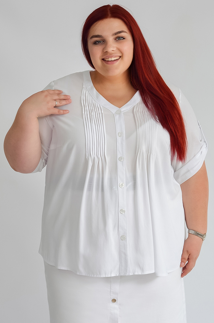 Блуза довга з фактурними вставками великих розмірів