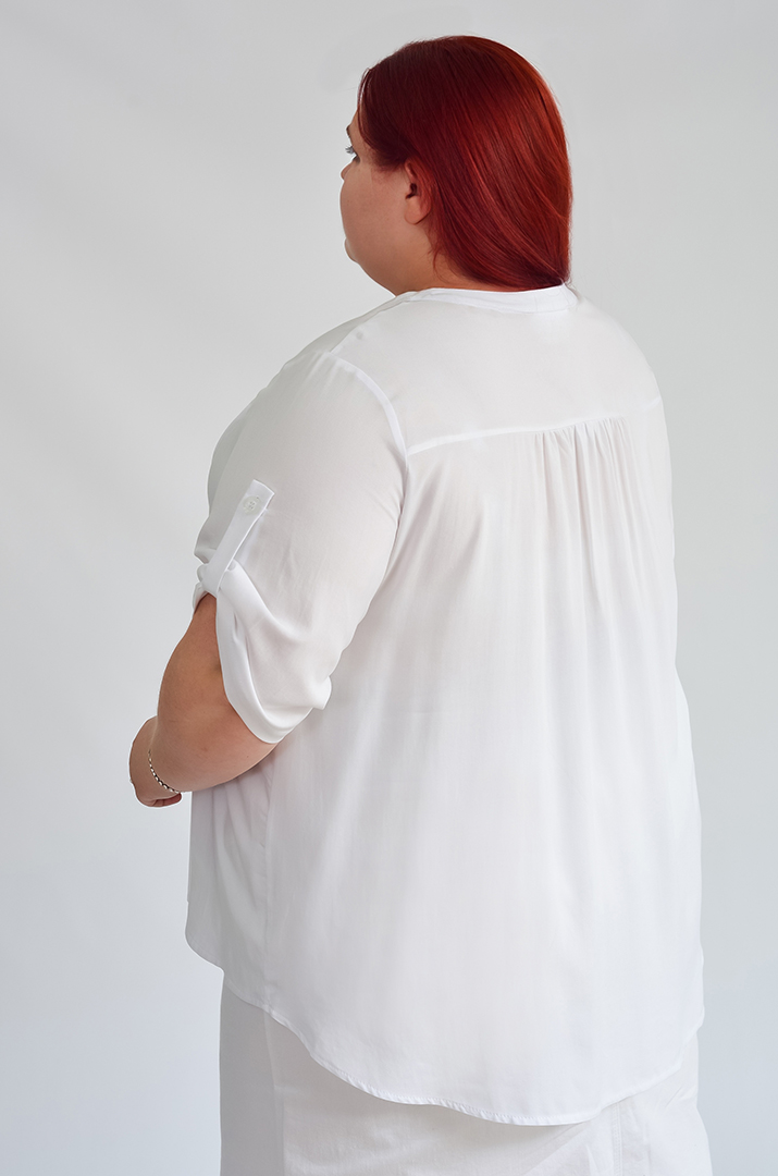 Блуза довга з фактурними вставками великих розмірів