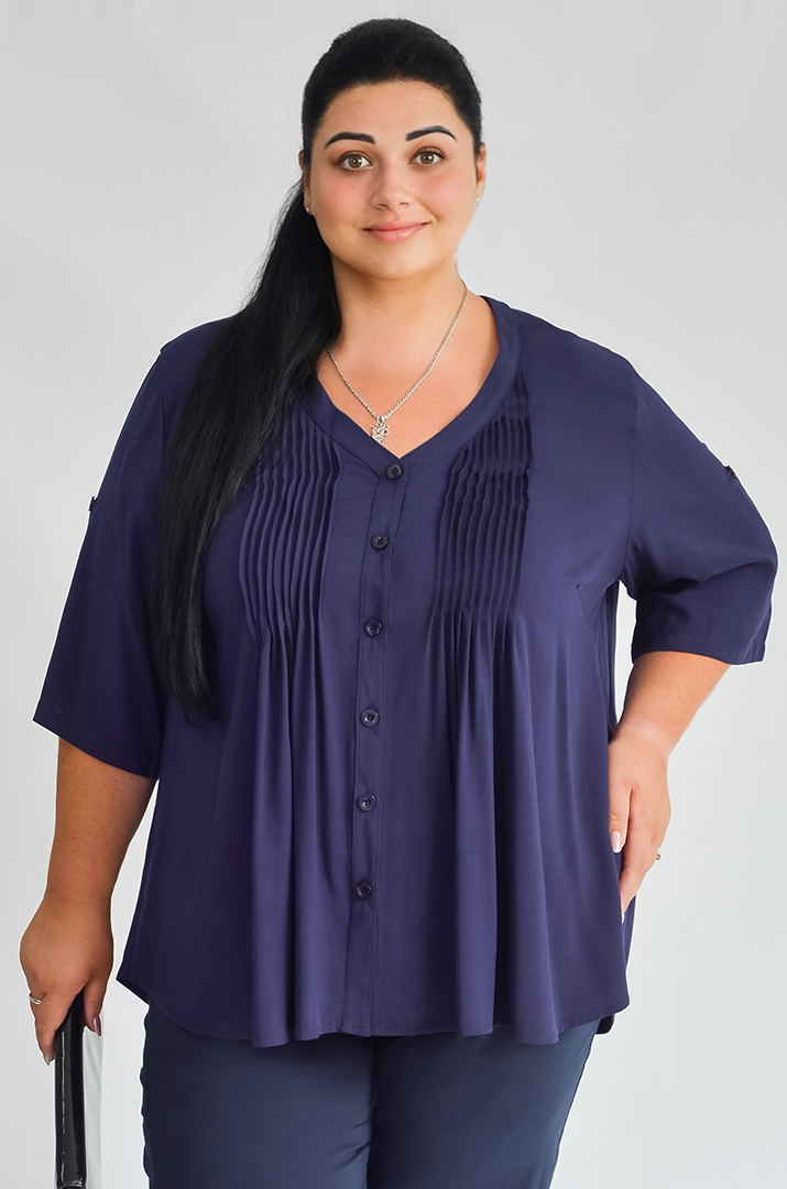 Блуза довга з фактурними вставками великих розмірів