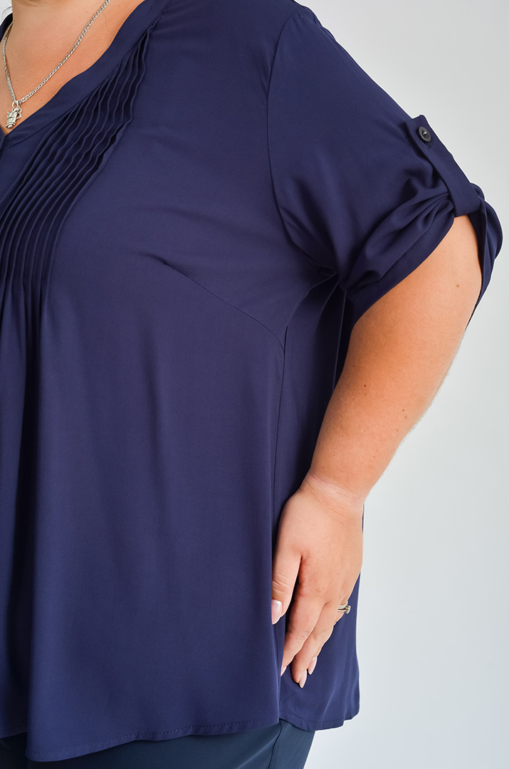 Блуза довга з фактурними вставками великих розмірів