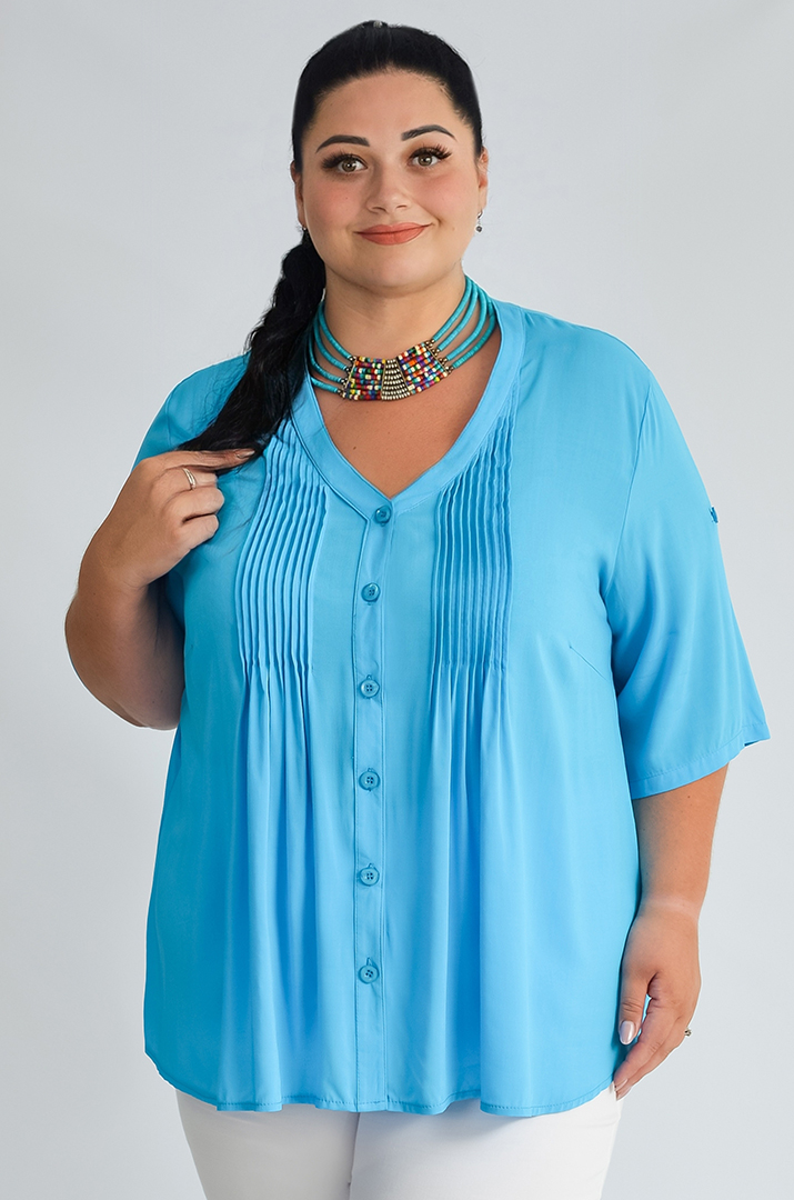 Блуза довга з фактурними вставками великих розмірів