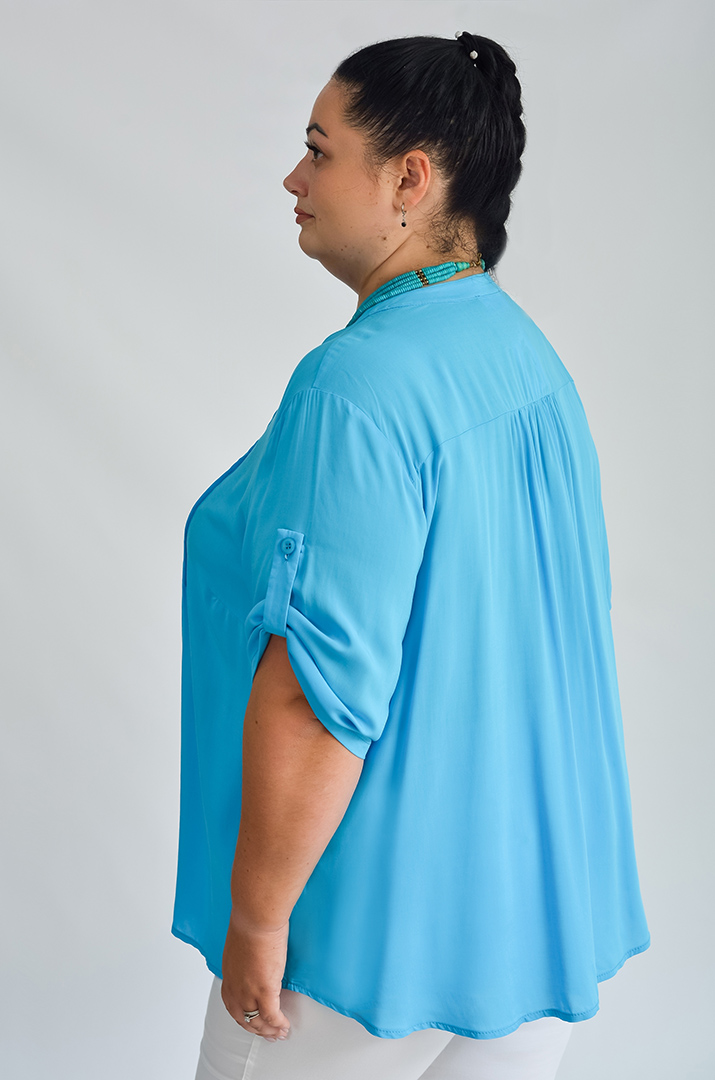 Блуза довга з фактурними вставками великих розмірів